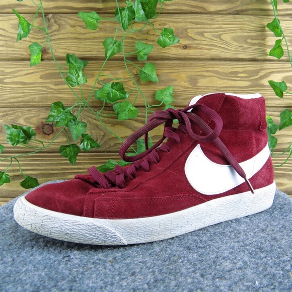 Nike Blazer Mid Team Men Sneaker Shoes Red Leather Lace Up Size 11 Medium - Picture 1 of 10